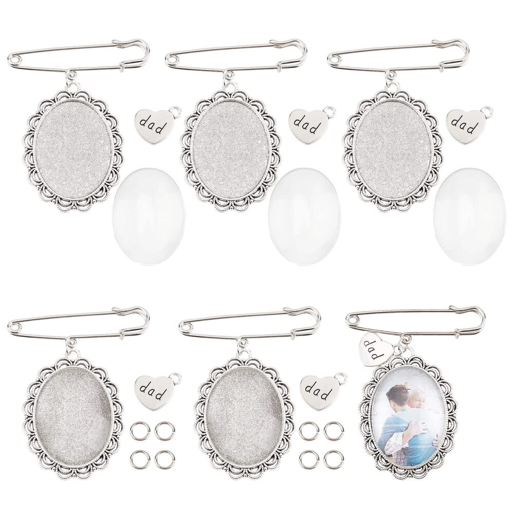 8581 Photo Charm Pin, 6pcs Memorial Picture Charm for Wedding Bridal DIY